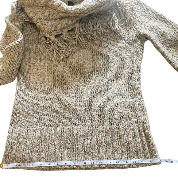 Kensie Scarf Sweater Knit Oatmeal Boho Size Large - Picture 7 of 11
